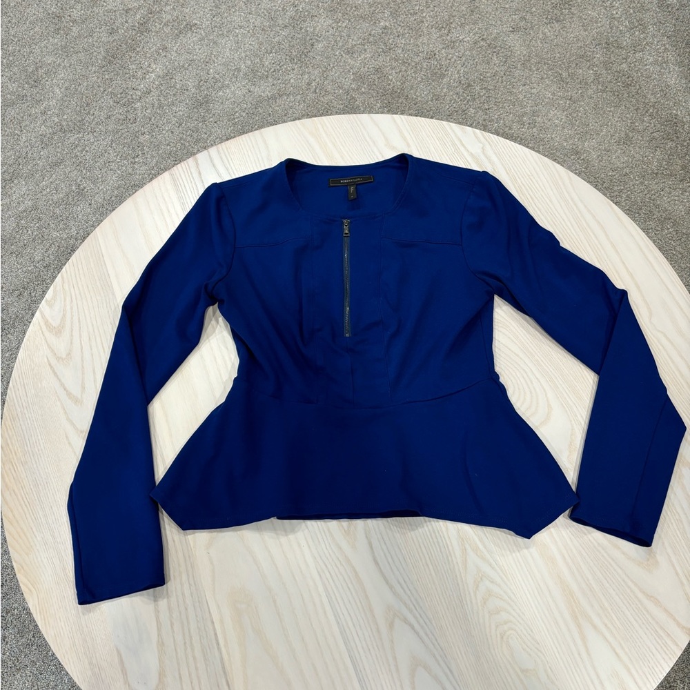 BCBG Max Azria Péplum Blue Top Size Medium